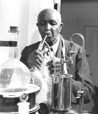 George Washington Carver in the lab