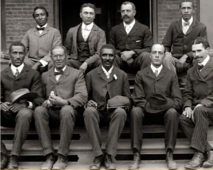 Group picture of Tuskegee Institute faculty circa 1902, including Charles W. Green and George Washington Carver