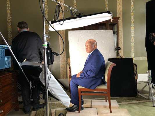 John Lewis sitting for a photoshoot at the U.S. Library of Congress, Washington, D.C.