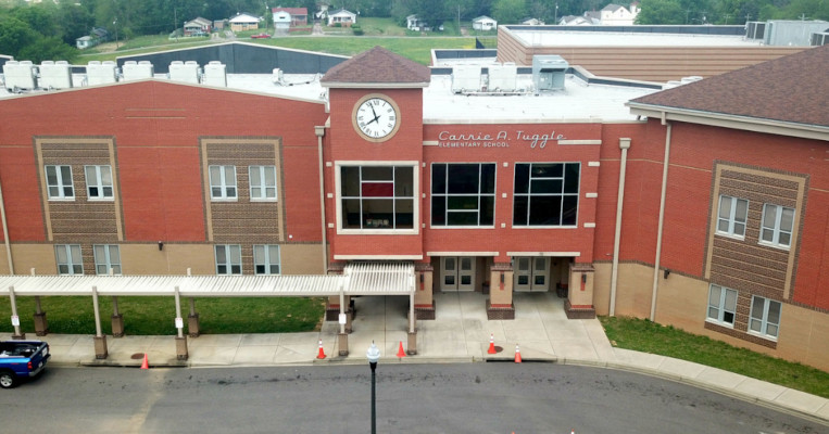 Main entrance of the new Tuggle Elementary School