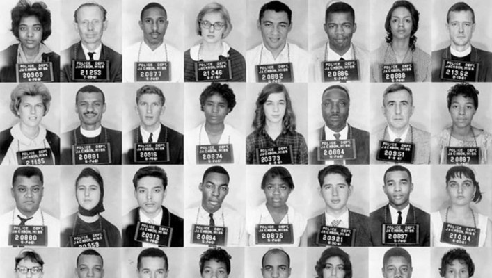 Mug shots of Freedom Riders after being arrested in Jackson, Mississippi, for their participation in the rides.