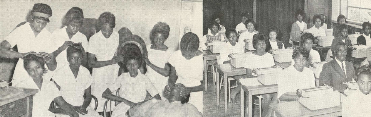 Cosmetology and typewriting classes at Calhoun County Training School in Hobson City, Alabama