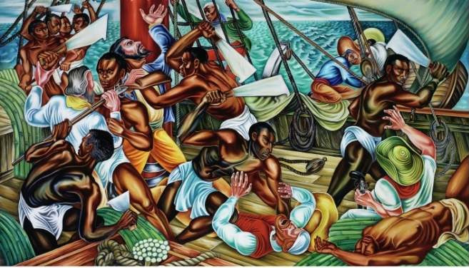 mural at Talladega College in Alabama by artist Hale Woodruff depicting the slave mutiny aboard the Amistad