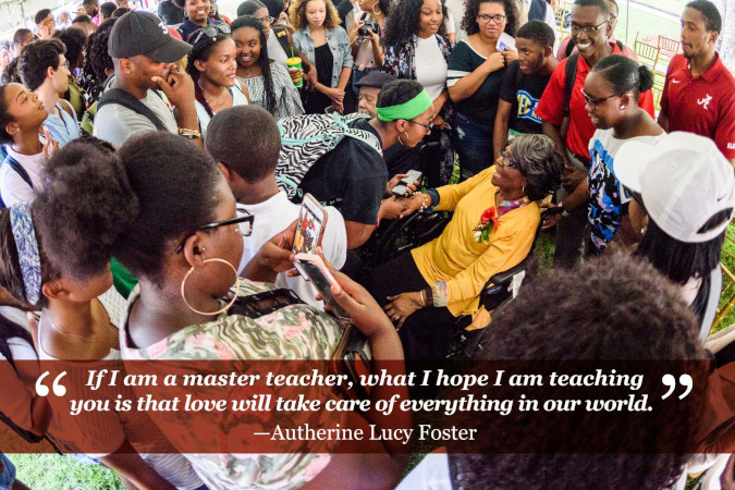 Autherine Lucy Foster quote: "If I am a master teacher, what I hope I am teaching you is that love will take care of everything in our world."