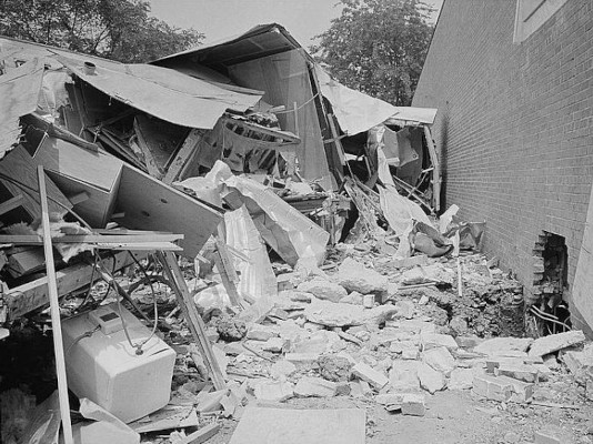 Damaged section of A.G. Gaston Motel after it was bombed following an agreement between city leaders and civil rights activists to end protests.