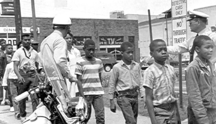 School children being arrested