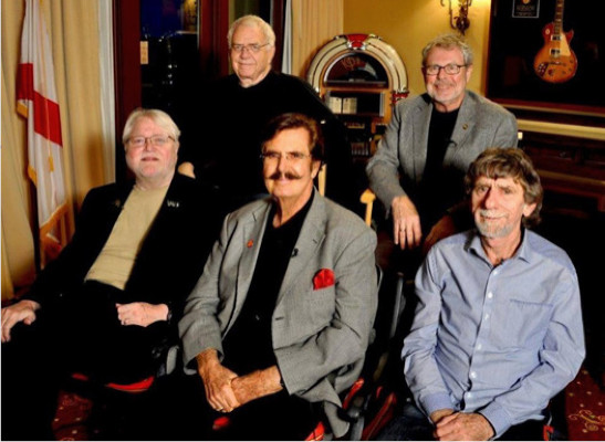 FAME founder and producer Rick Hall and the Swampers: Drummer Roger Hawkins, keyboardist and songwriter Spooner Oldham, guitarist Jimmy Johnson, bassist David Hood.