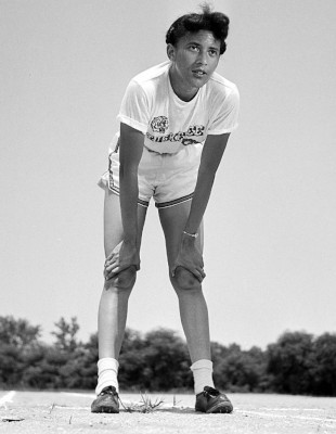 Nell Jackson resting during training