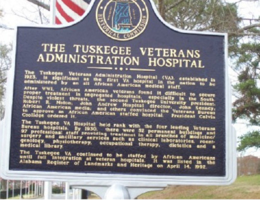 Plaque commemorating the Tuskegee VA Hospital