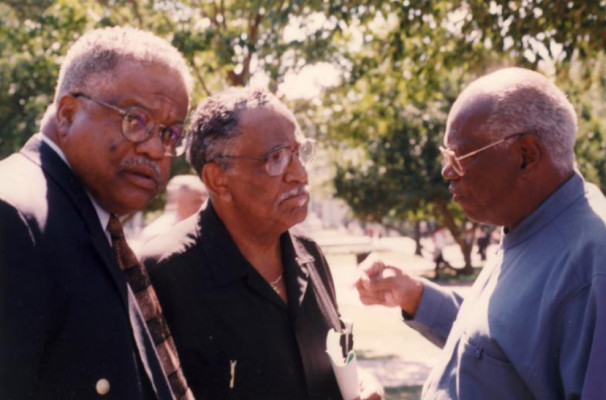 Ralph Paige, Rev. Joseph Lowery and J.L. Chestnut in Washington DC in the early 2000s at a rally in support of the Black farmer lawsuit.