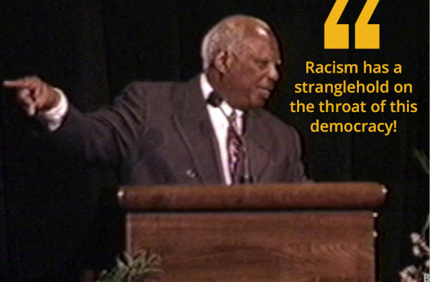 J.L. Chestnut Jr. speaking in 2000 at Bioneers: "Racism has a stranglehold on the throat of this democracy!"