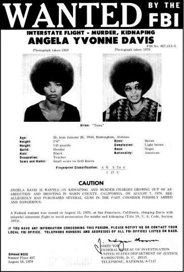 Angela Davis wanted by the FBI poster