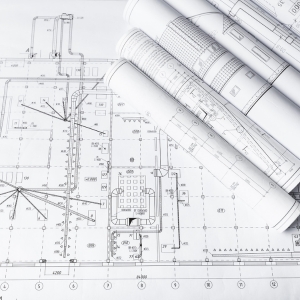 architecture drawings, rolled up blueprints