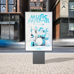 outdoor poster display for a music festival